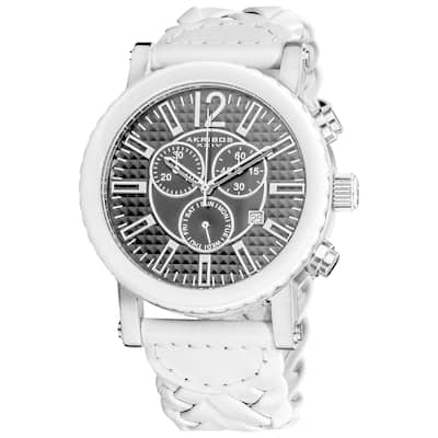 Akribos XXIV Men's Swiss Quartz Braided Stainless Steel White Strap Chronograph Watch