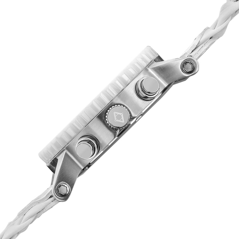 Akribos XXIV Men's Swiss Quartz Braided Stainless Steel White Strap Chronograph Watch