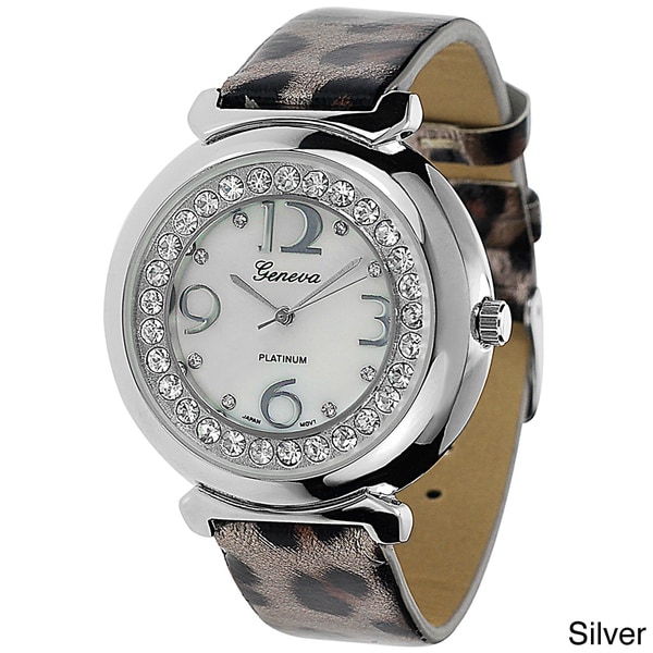 Geneva Platinum Women's Patent Leather Animal Print Watch Geneva Women's Geneva Watches