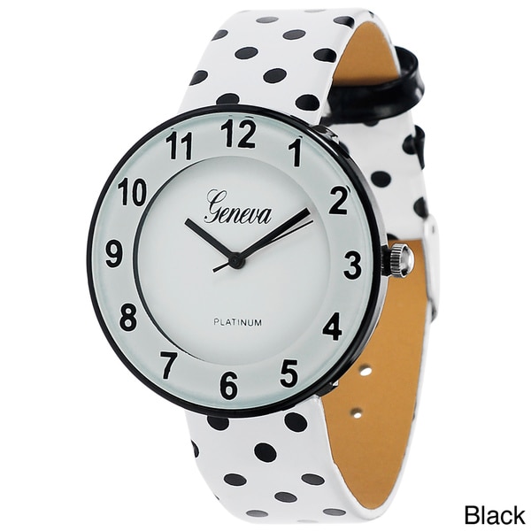 Geneva Platinum Women's Polka Dot Strap Watch Geneva Women's Geneva Watches