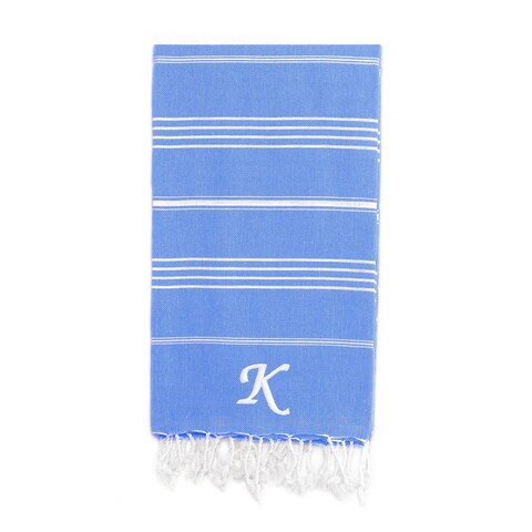 Authentic Pestemal Fouta Turkish Cotton Bath/ Beach Towel Royal Blue with Monogram Initial