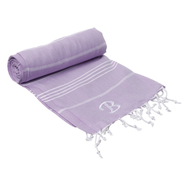 Authentic Lilac Pestemal Fouta Turkish Cotton Bath/ Beach Towel with Mongram Initial
