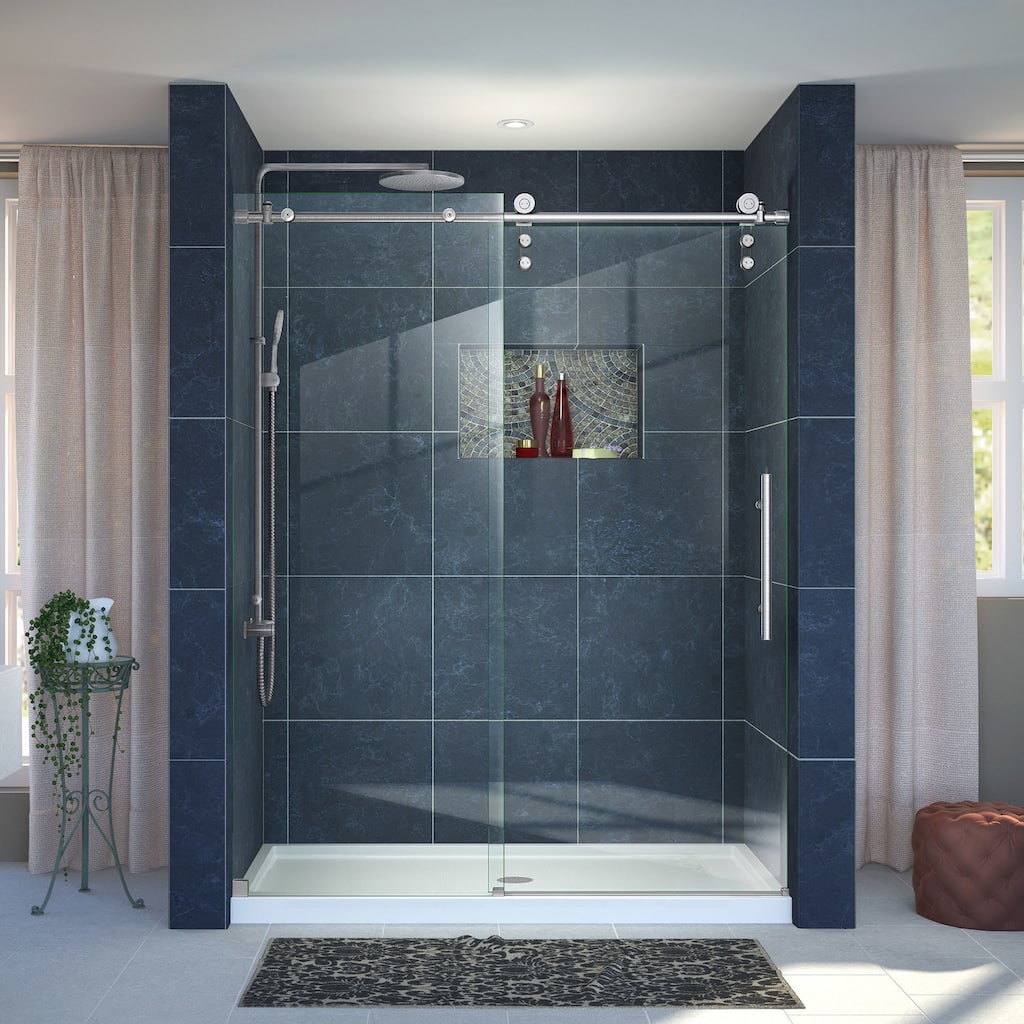 DreamLine Enigma-Z Fully Frameless Sliding Shower Door and SlimLine 36 in. by 60 in. Single Threshold Shower Base