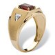 preview thumbnail 2 of 1, Men's 1.20 TCW Emerald-Cut Genuine Garnet and Diamond Accent Ring in 10k Gold