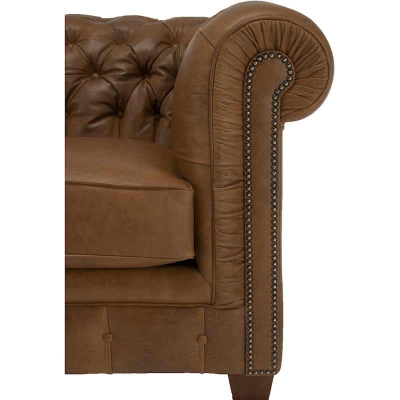 Hancock Tufted Top Grain Italian Leather Chesterfield Sofa - 31" H x 86" W x 40" D