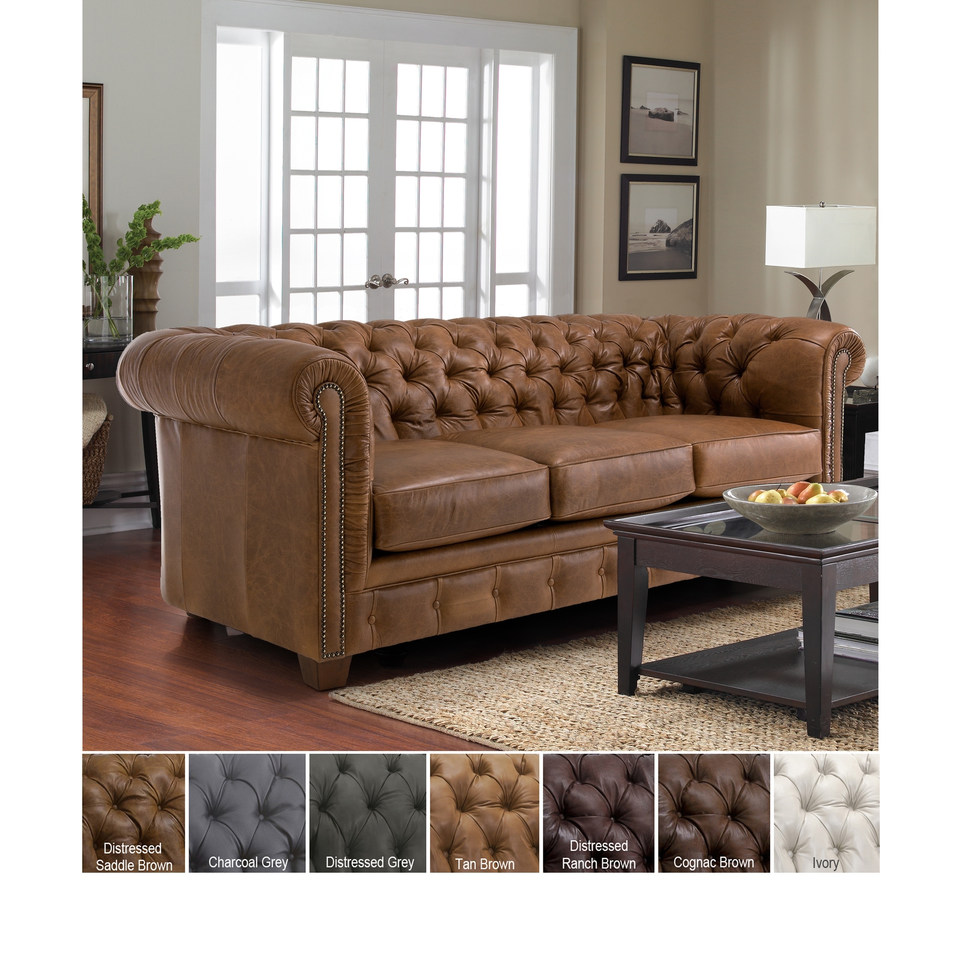 Hancock Tufted Top Grain Italian Leather Chesterfield Sofa