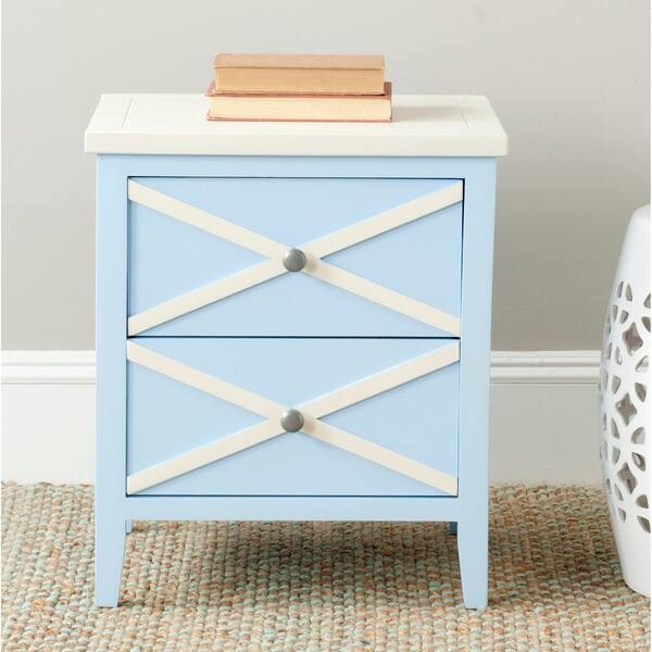 Shop Safavieh Sherrilyn Light Blue White Storage 2 Drawer Side Table 0 On Sale Overstock 8127016