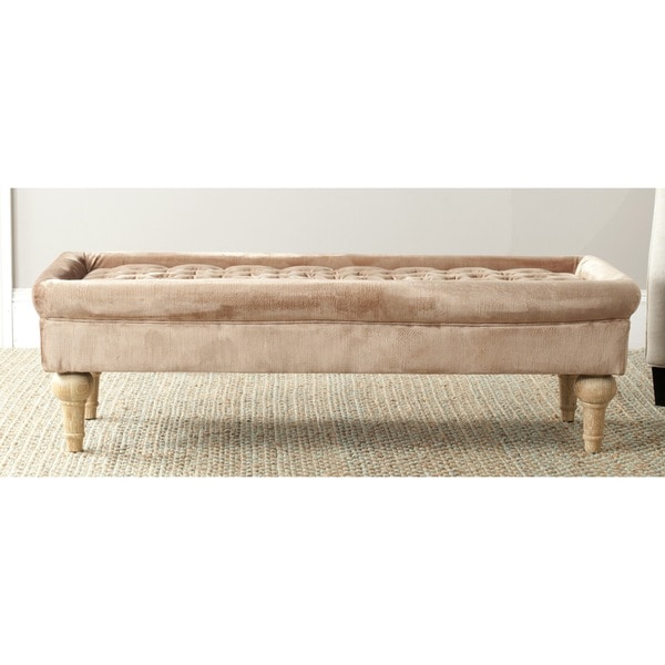 Safavieh Thadius Mink Brown Cotton Viscose Blend Cocktail Ottoman Safavieh Ottomans