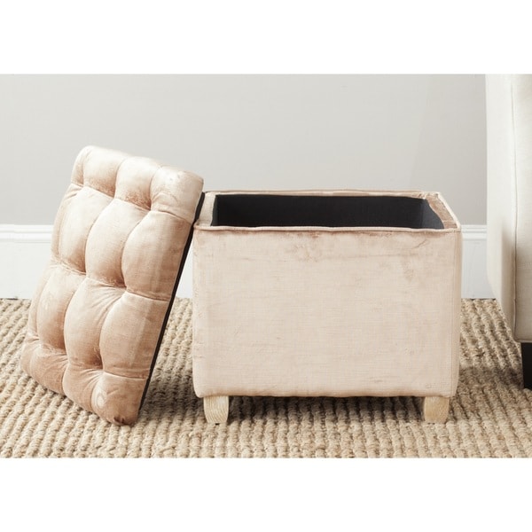 Shop Safavieh Joanie Mink Brown Tufted Storage Ottoman Free Shipping