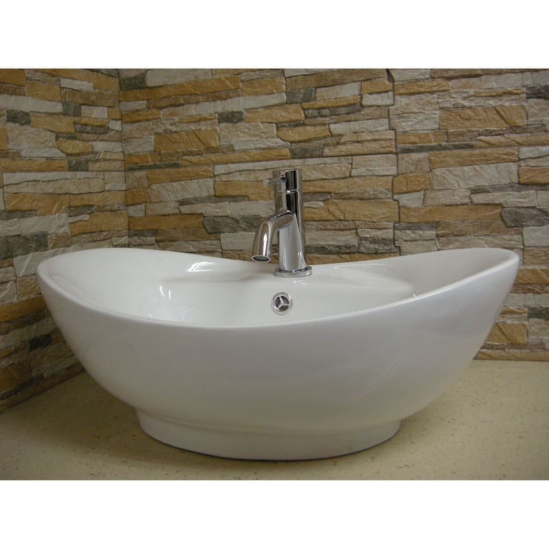 Fine Fixtures White Ceramic Chinaware 23.5-inch Vessel Sink - 23" x 15"