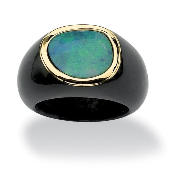 PalmBeach Blue Opal and Black Jade Ring Naturalist - Overstock Shopping ...