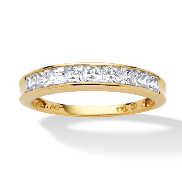 .81 TCW Princess-Cut Cubic Zirconia 10k Yellow Gold Channel-Set ...