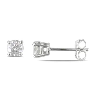 Miadora Sterling Silver 1/2ct TDW Diamond Solitaire Earrings