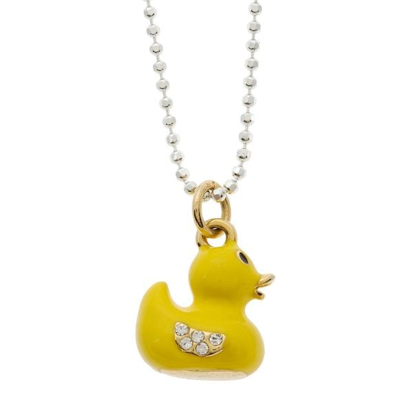 Lola's Jewelry Sterling Silver 'Rubber Duck' Enamel Duck Charm Necklace