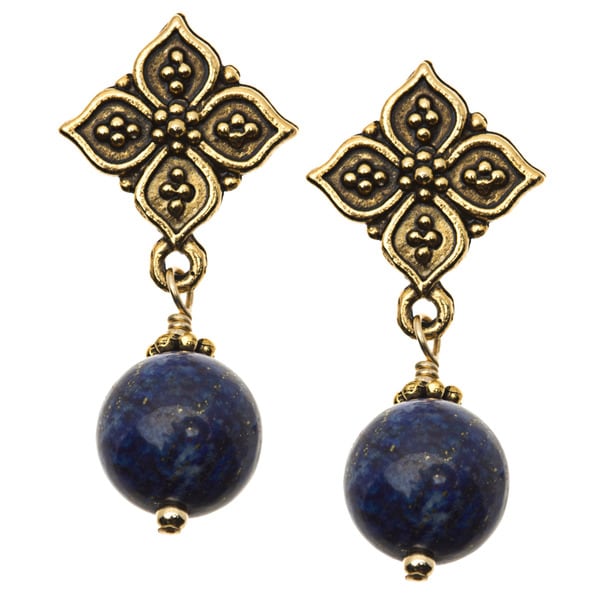 Lola's Jewelry Gold 'Pretty in Blue' Lapis Post Earrings