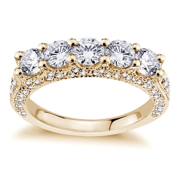 Shop 14k Yellow Gold 2 1/2ct TDW Diamond Wedding Band - Free Shipping ...