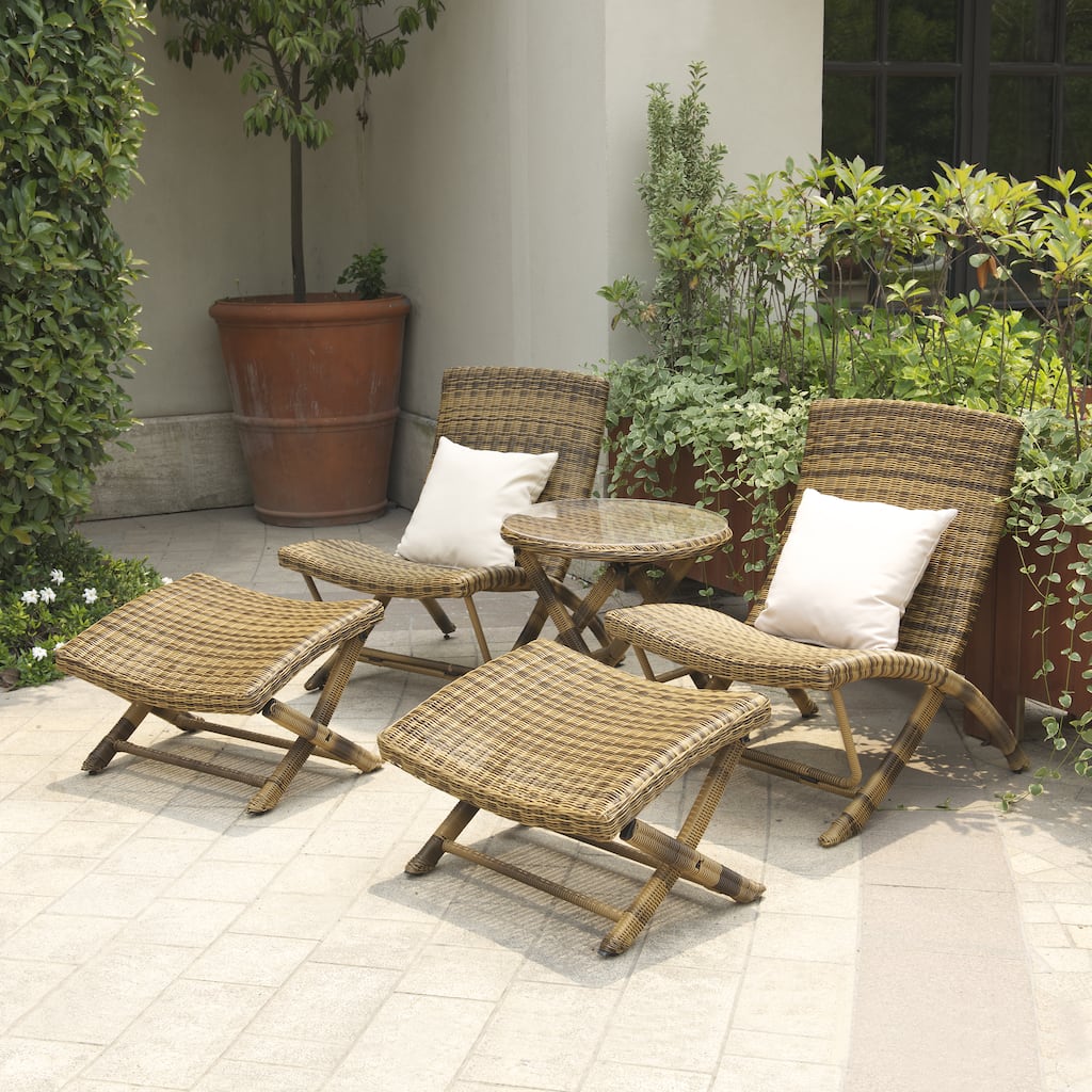 Portfolio Surina Hills Brown Wicker Resin Rattan 5-Piece Outdoor Set