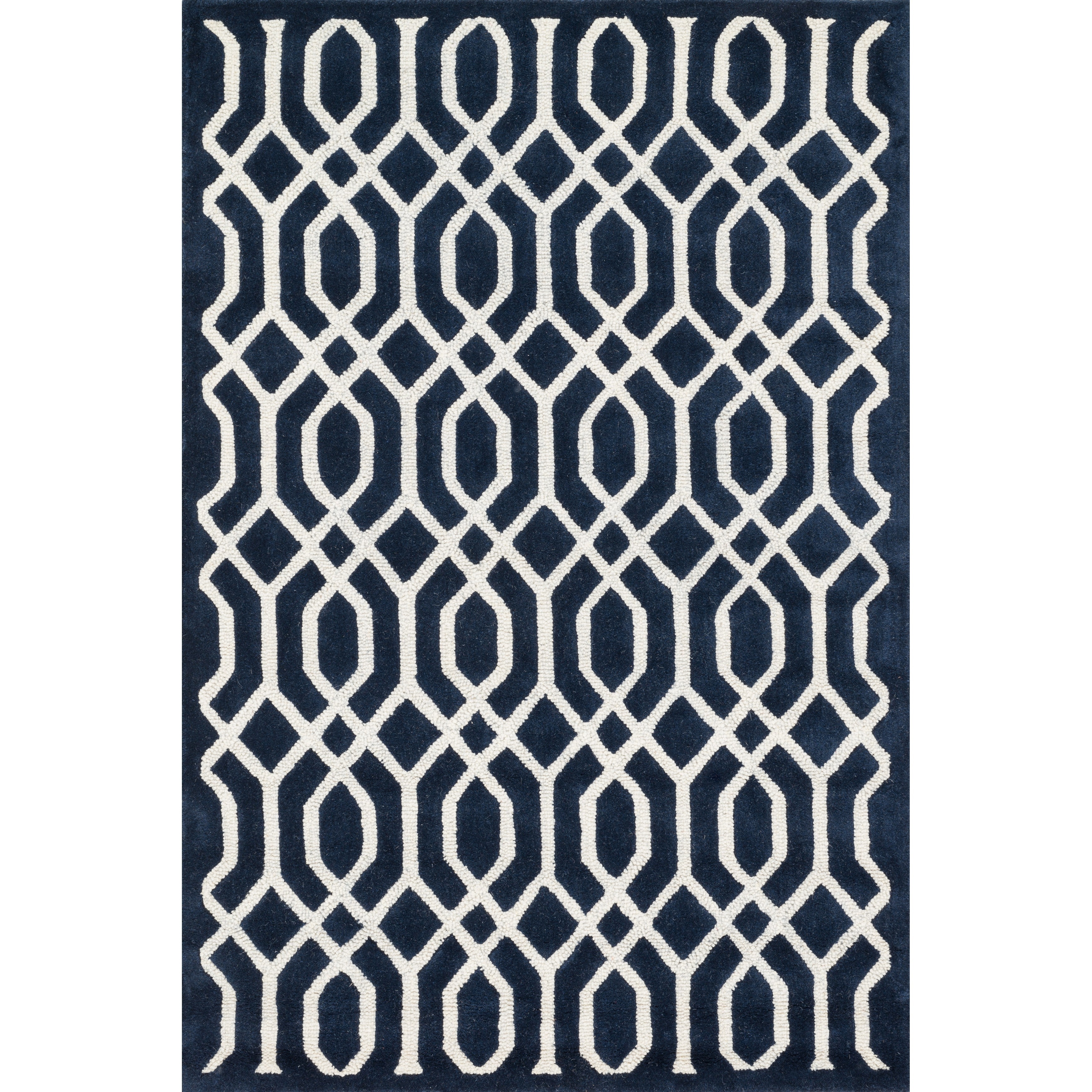 Hand tufted Logan Navy Wool Rug (50 X 76)