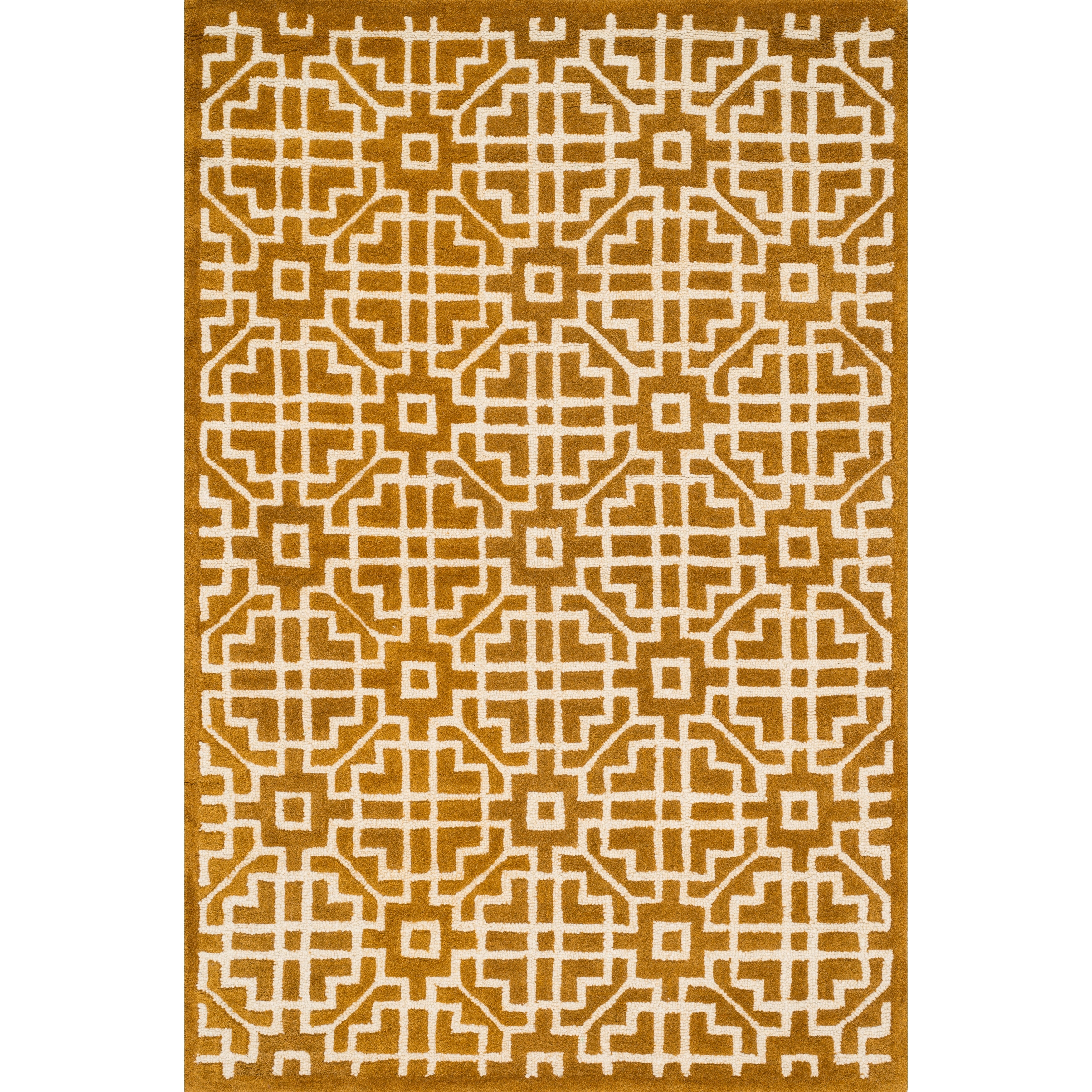 Alexander Home Hand tufted Logan Gold Wool Rug (710 X 110) Gold Size 8 x 10