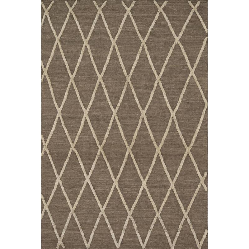Alexander Home Lennon Diamond Handcrafted 100% Wool Rug - 5' x 7'6" - Taupe