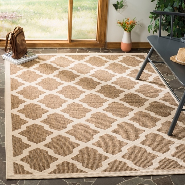 Safavieh Courtyard Moroccan Trellis Brown Bone Indoor Outdoor Safavieh Courtyard Moroccan Trellis Brown Bone Indoor Outdoor Rug 8 X27