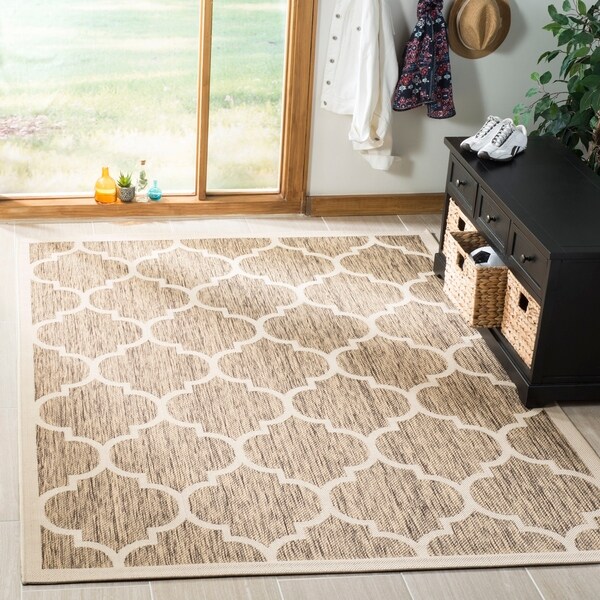 Safavieh Courtyard Moroccan Pattern Brown/ Bone Indoor/ Outdoor Rug - 8' x 11'