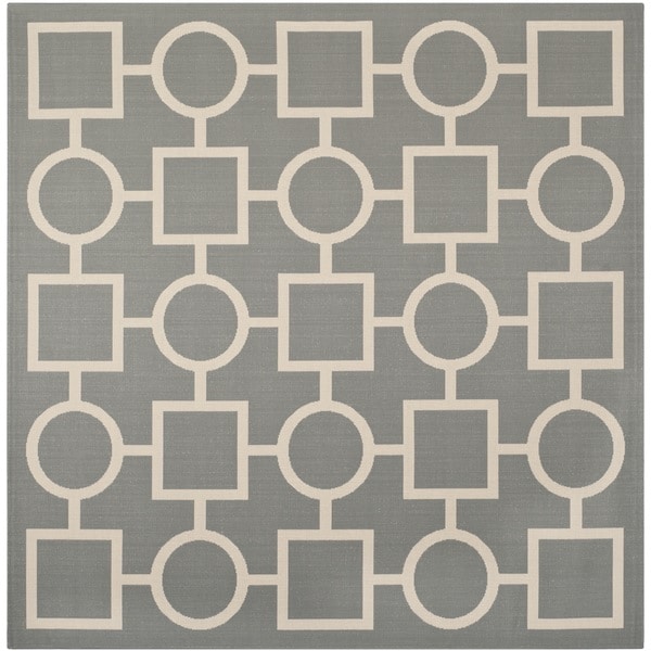 Safavieh Indoor/ Outdoor Courtyard Anthracite/ Beige Rug (710 Square