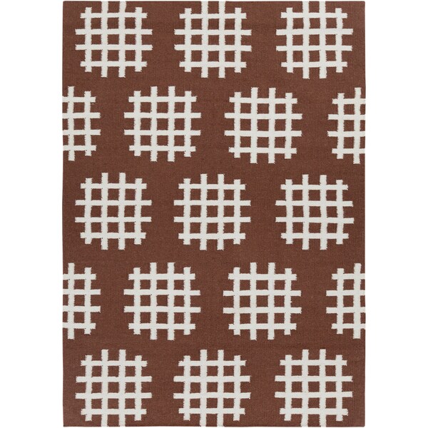 Mandara Handmade Abstract Pattern Brown/White Flatweave Rug (3 x 5
