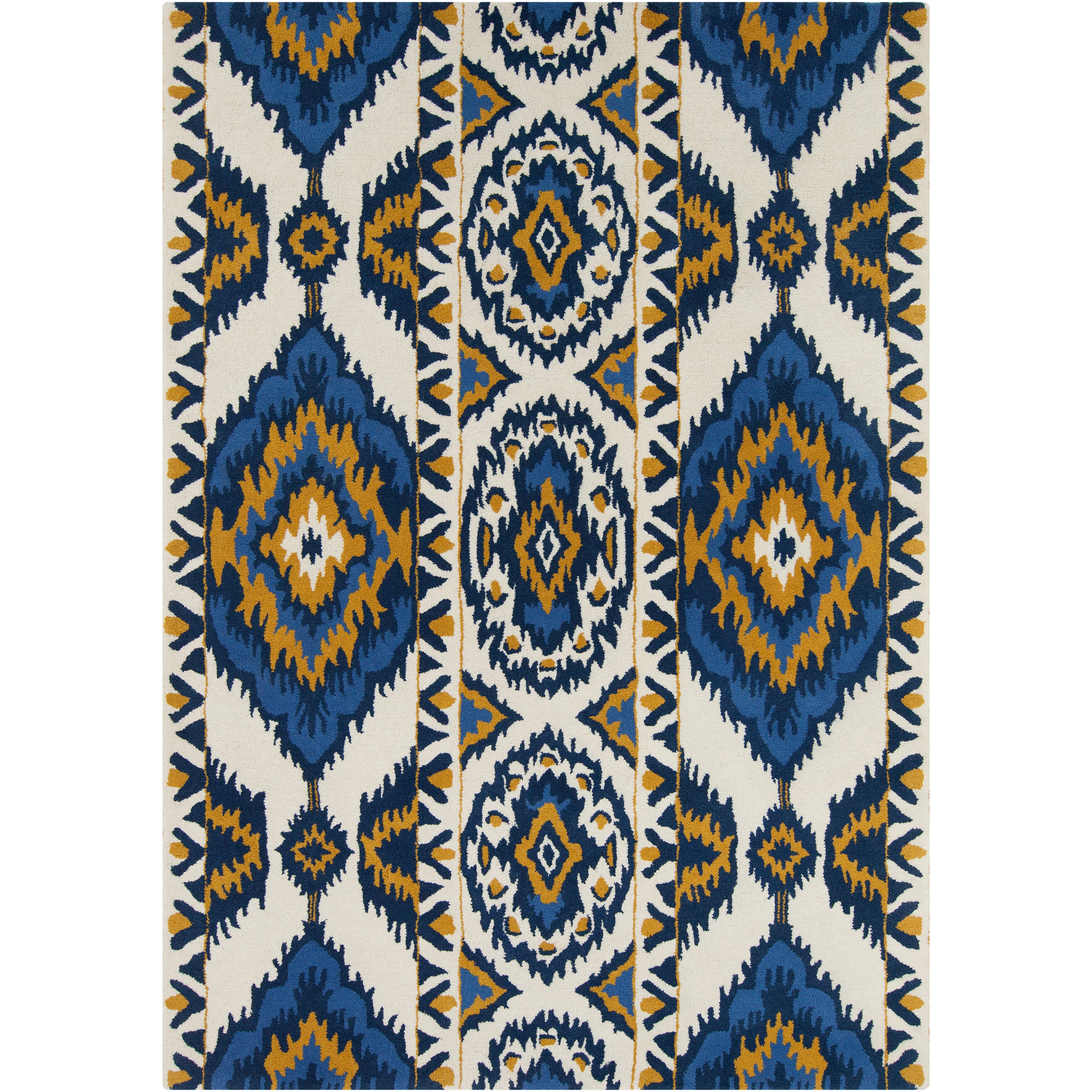 Mandara Hand tufted Abstract White Wool Area Rug (7 X 10)