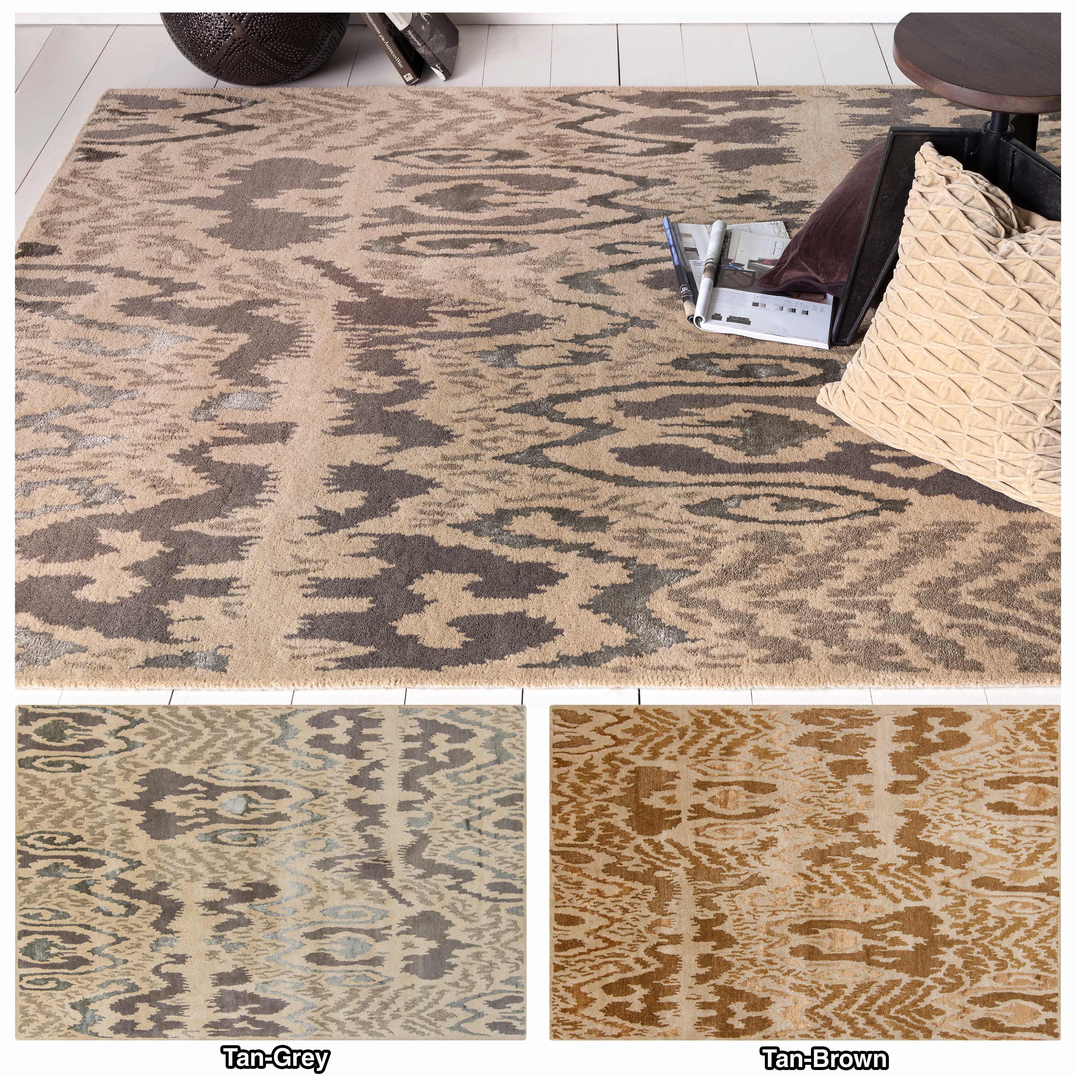 Mandara Hand tufted Abstract Wool/ Viscose Rug (79 X 106)