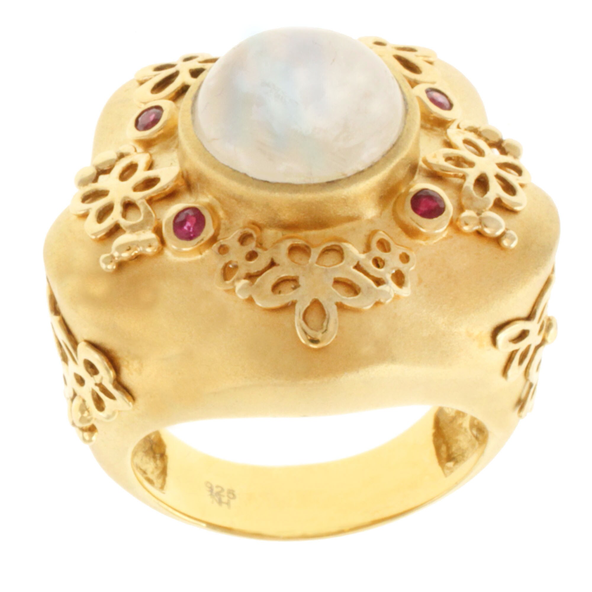 Shop Michael Valitutti Gold over Silver Moonstone and Ruby Ring - Free ...