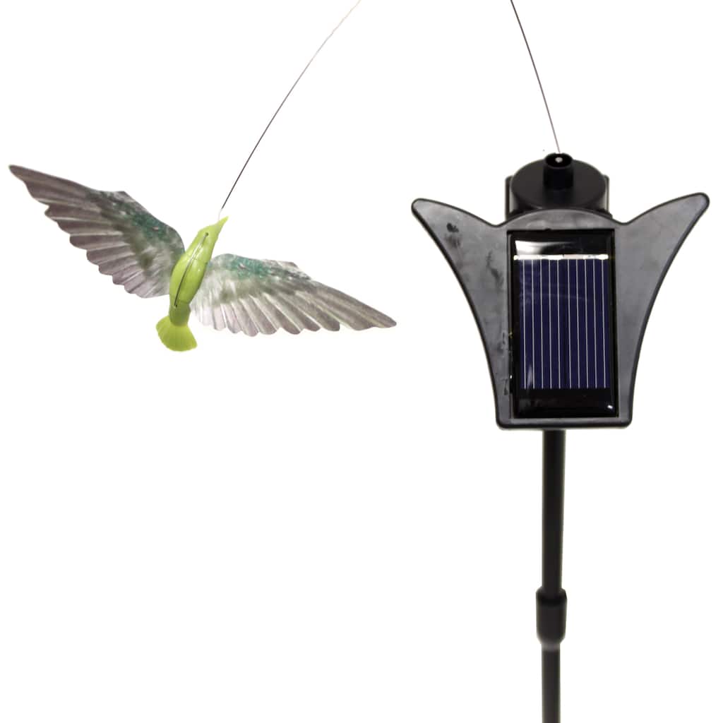 Solar Powered Dancing Chartreu Green Hummingbird Garden Accent