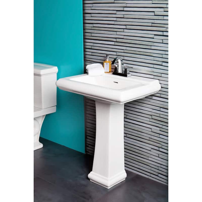 Fine Fixtures Ashfield Ceramic White Pedestal Bathroom Sink, Model AS2619W