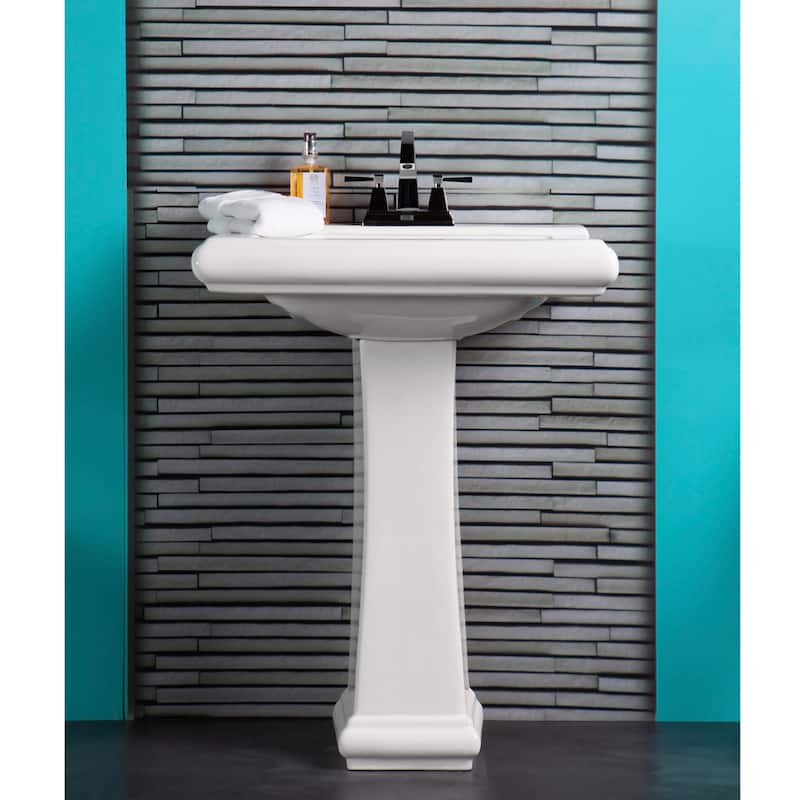 Fine Fixtures Ashfield Ceramic White Pedestal Bathroom Sink, Model AS2619W