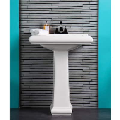 Fine Fixtures Ashfield Ceramic White Pedestal Bathroom Sink, Model AS2619W