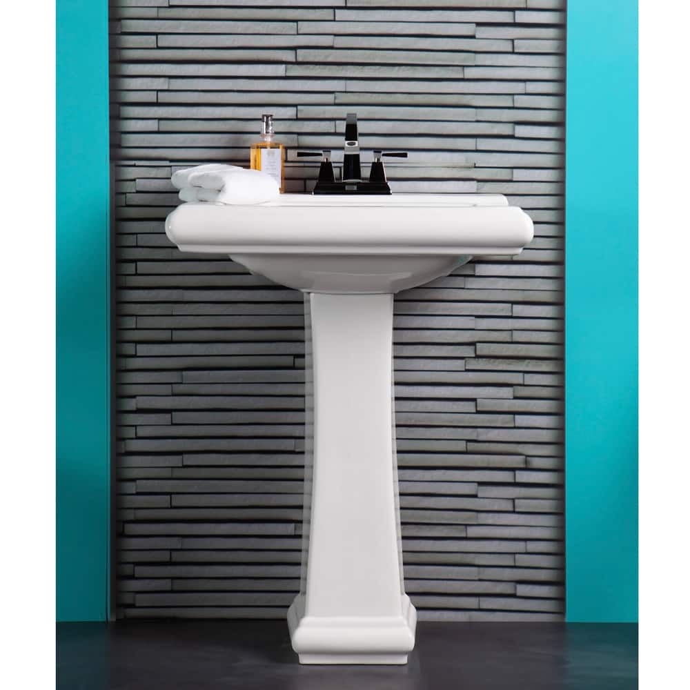 Fine Fixtures Ashfield Ceramic White Pedestal Bathroom Sink, Model AS2619W