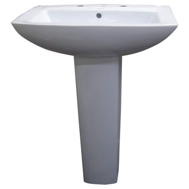 Fine Fixtures Modern Square White 8-inch Spread Ceramic Pedestal Sink