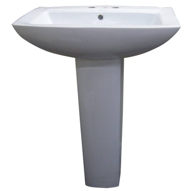 Fine Fixtures Modern Square White 4-inch Spread Ceramic Pedestal Sink
