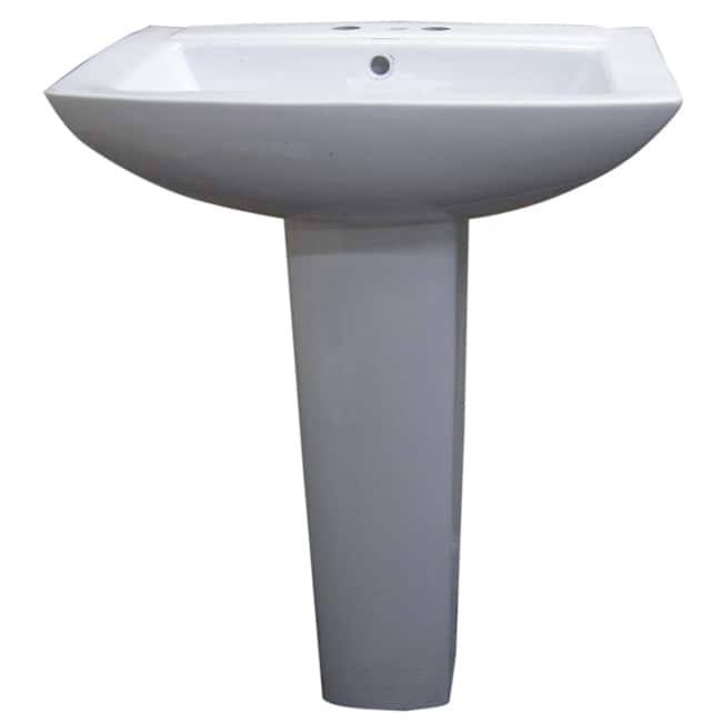 Fine Fixtures Modern Square White 4-inch Spread Ceramic Pedestal Sink