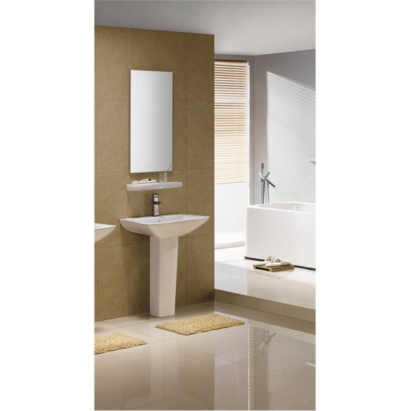 Ondine White Pedestal Bathroom Sink Combo with Overflow Hole