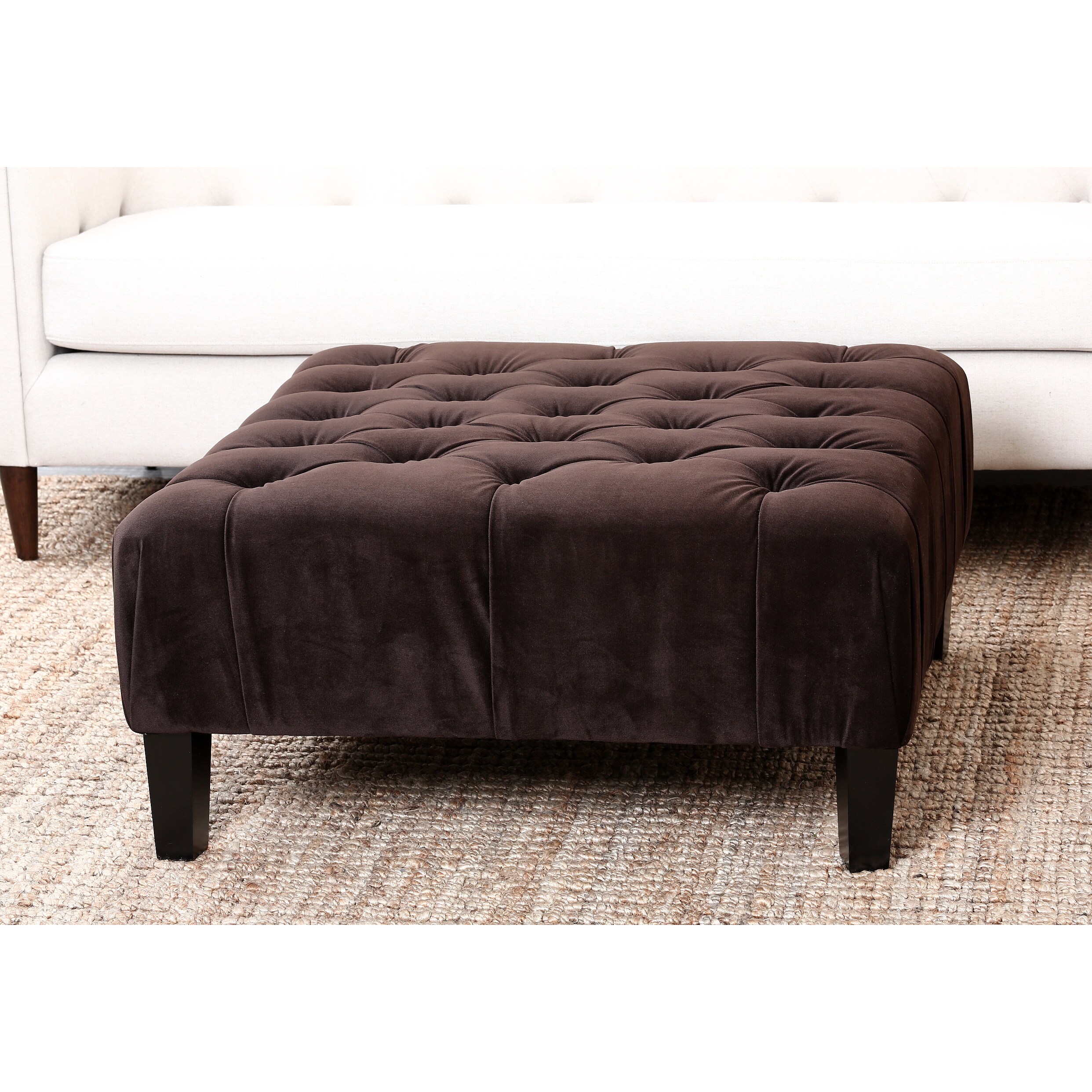 Shop Black Friday Deals On Abbyson Living Florence Dark Brown Square Tufted Ottoman Overstock 8133882