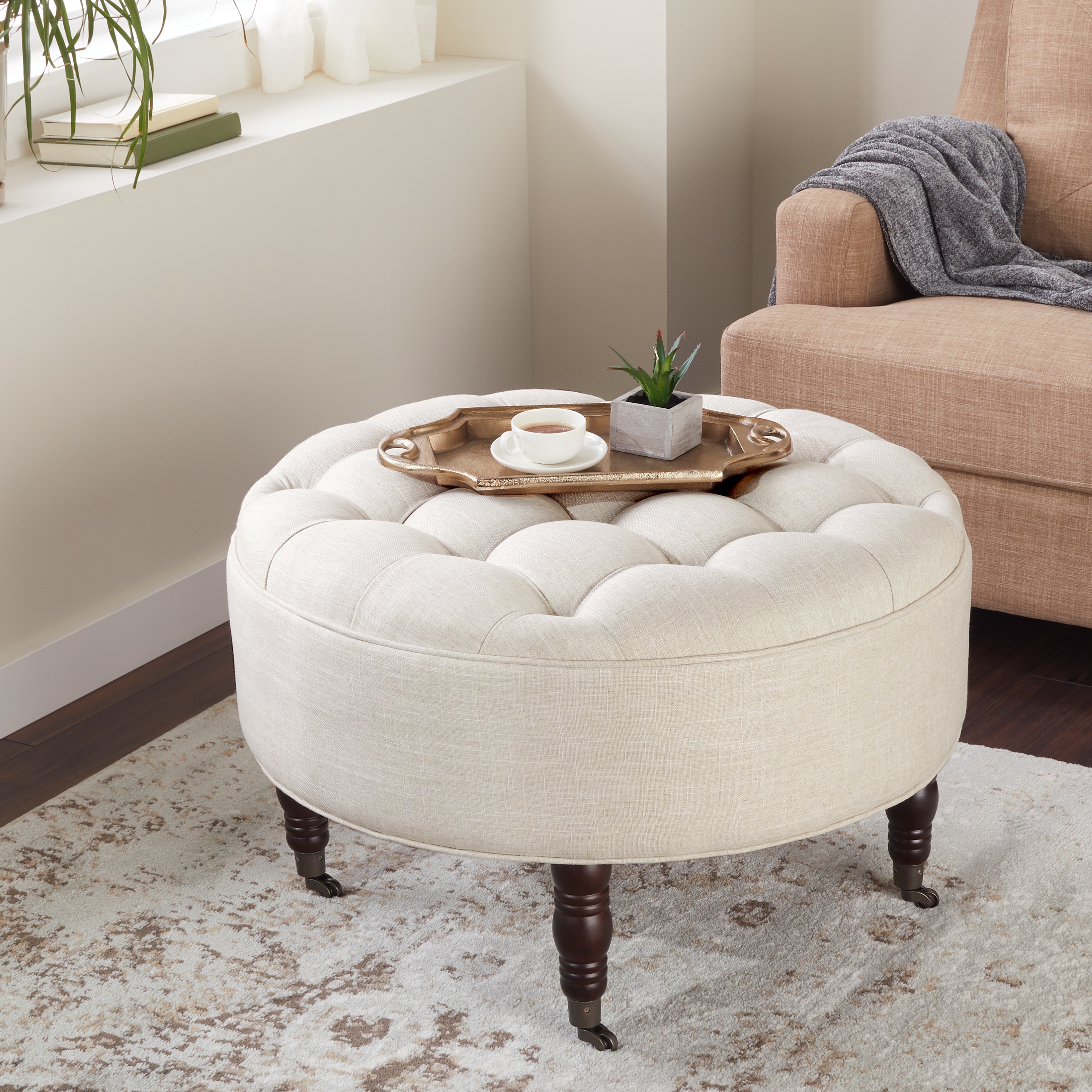 Abbyson Living Clarence Tufted Round Ottoman