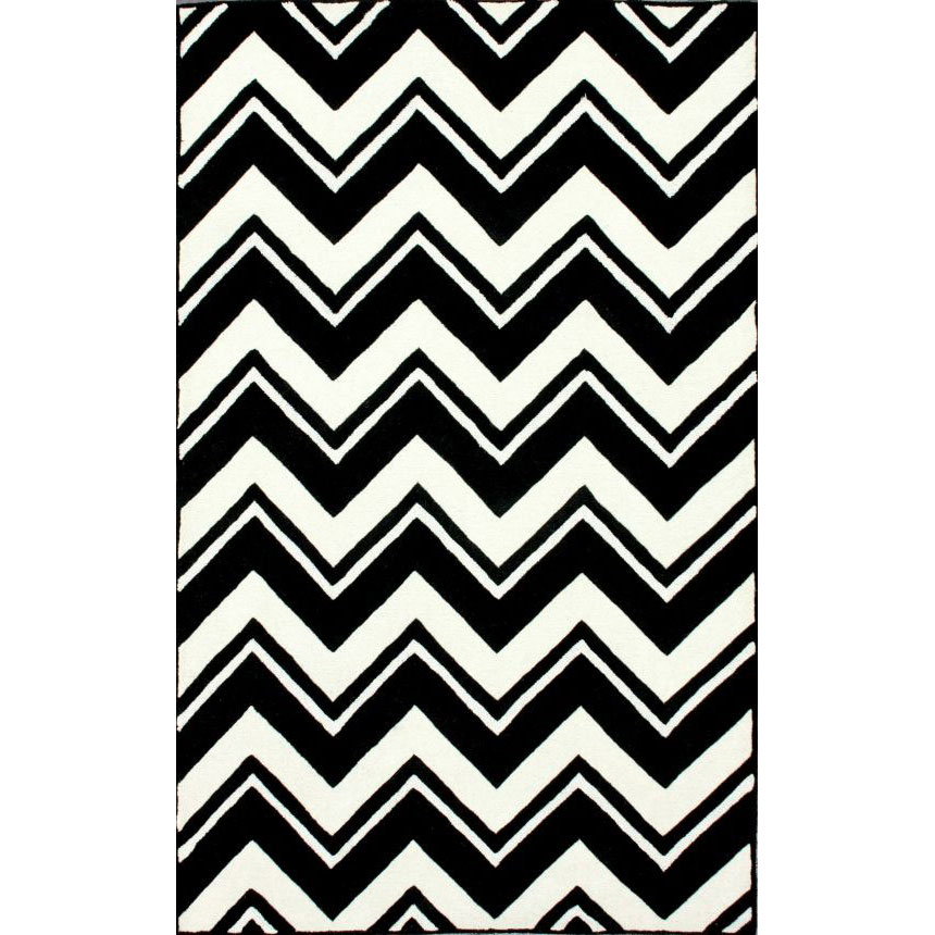 Nuloom Handmade Modern Chevron Black/ White Wool Rug (6 X 9)