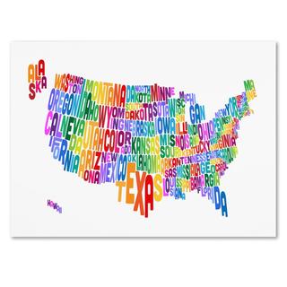 Michael Tompsett 'USA States Text Map 2' Canvas Art - Free Shipping ...