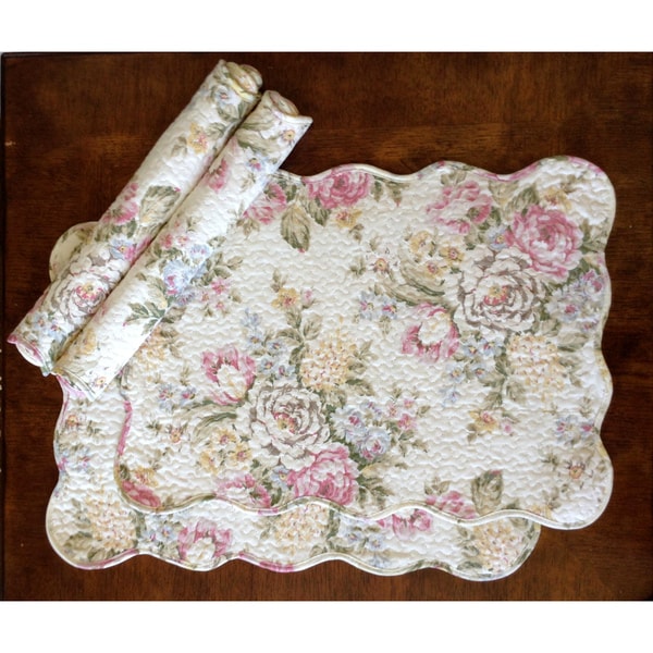 Pretty Peony Quilted Cotton Placemats (Set of 4) Free Shipping On