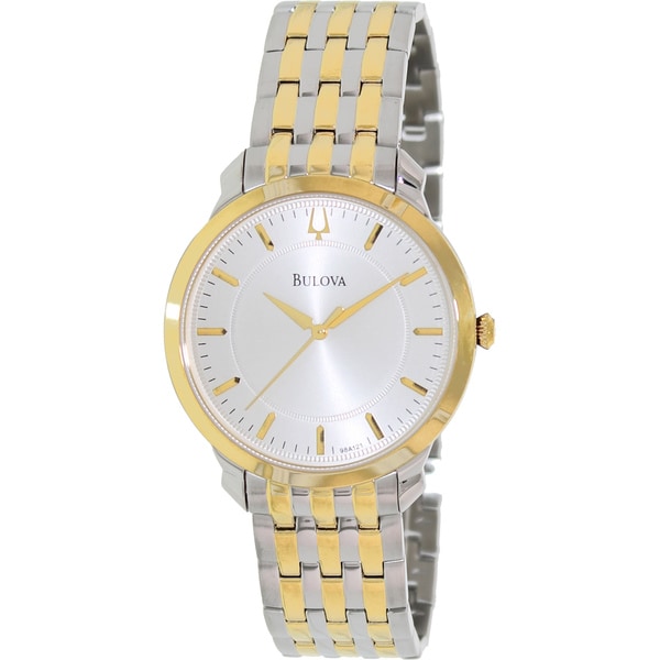 Bulova Men's Dress 98A121 2 tone Stainless Steel Quartz Watch with Silver Dial Bulova Men's Bulova Watches