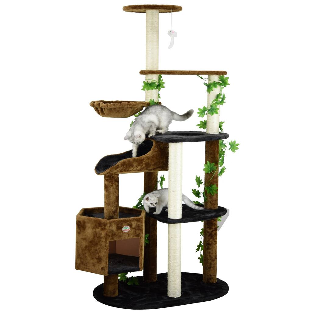 Go Pet Club Cat Tree Furniture 74-inch High Brown/ Black