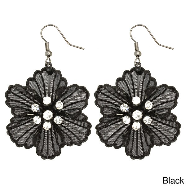 Kate Marie Plated Rhinestone Vintage Floral Fashion Earrings