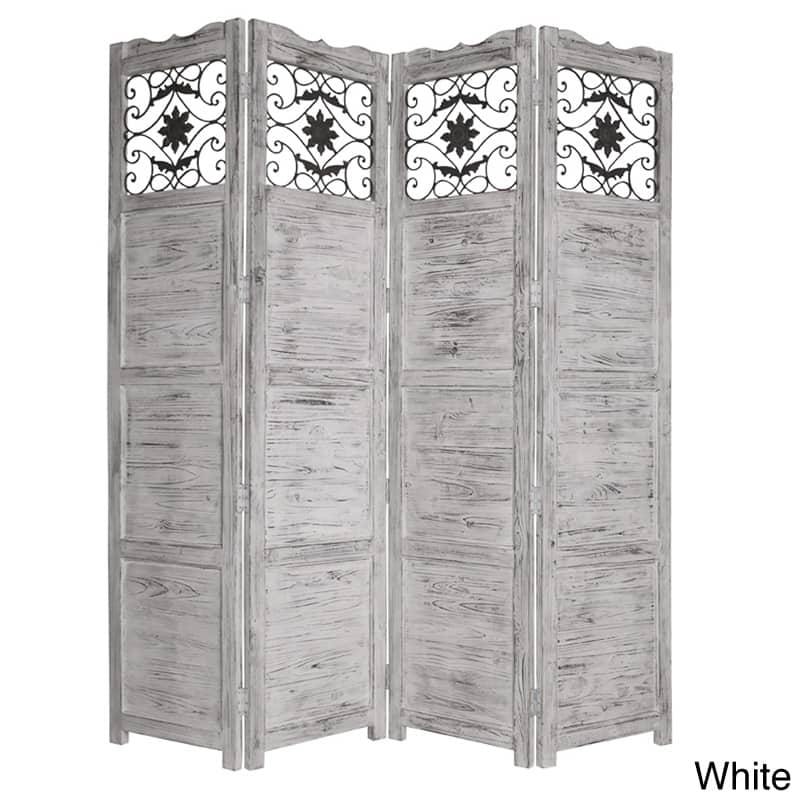 Handmade Salisbury 4-panel Wooden Screen (China) - White