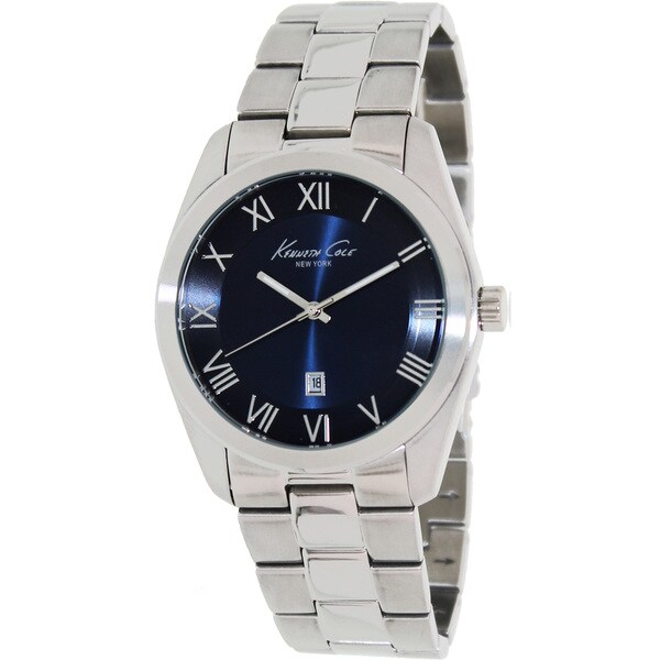 Shop Kenneth Cole Men's Blue Dial Stainless Steel Watch - Overstock ...